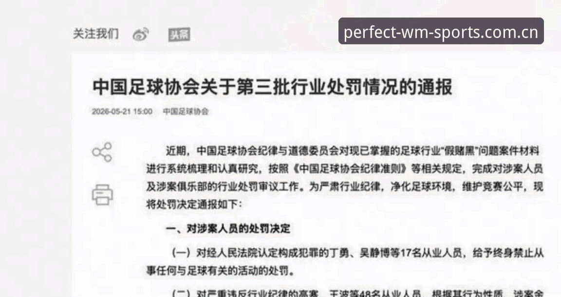 中国足协第三批禁足名单全面解析：17人终身禁赛，48人受罚，足球反腐风暴再升级